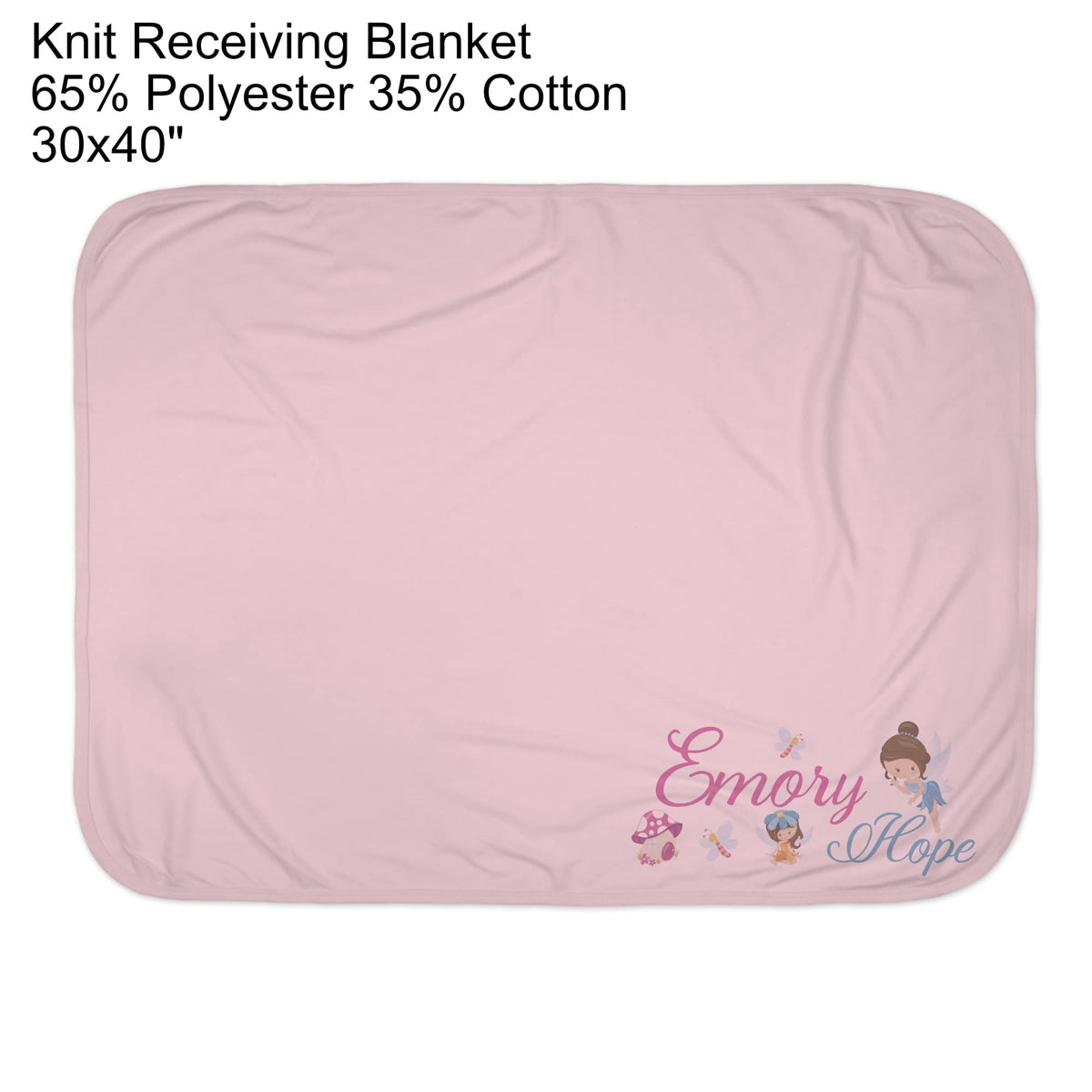 New Baby Girls Printed Woodland Fairy 1 Pink and Turquoise Personalized Infant Receiving Swaddle Blanket