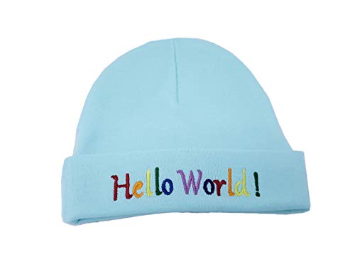 Unisex Girl Boy Mint Hat with Rainbow Hello World Name Personalized Beanie - Embroidery