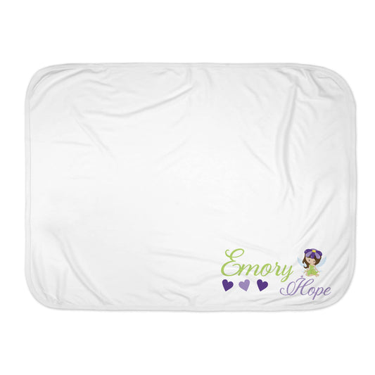 New Baby Girls Printed Woodland Fairy 2 Lime and Purple Personalized Infant Receiving Swaddle Blanket