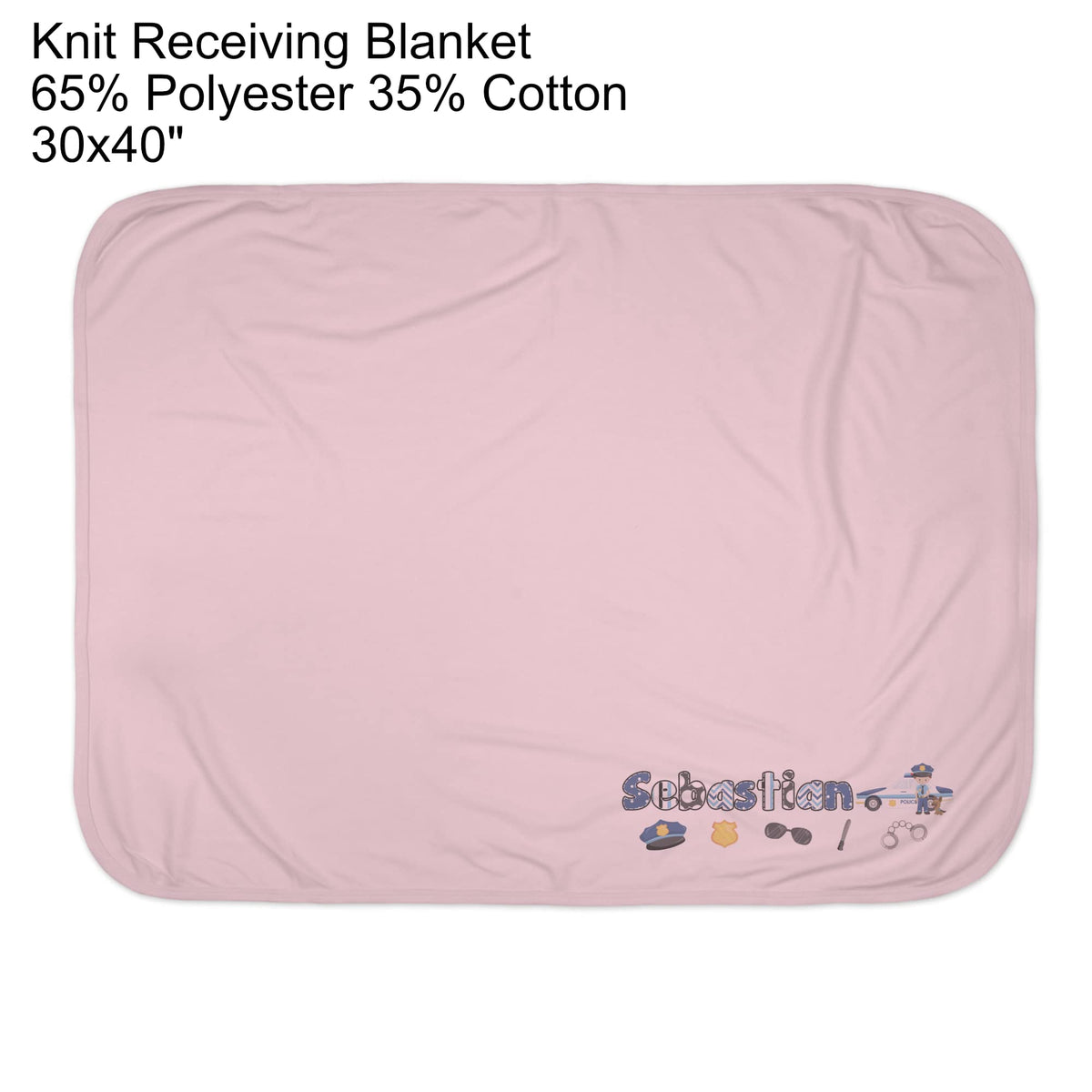 New Baby Boy's Printed Police Policeman K-9 Cop Dog Personalized Infant Receiving Swaddle Blanket