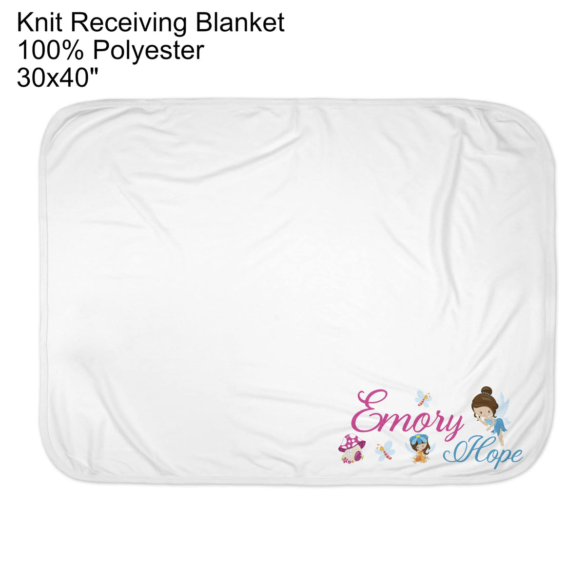 New Baby Girls Printed Woodland Fairy 1 Pink and Turquoise Personalized Infant Receiving Swaddle Blanket