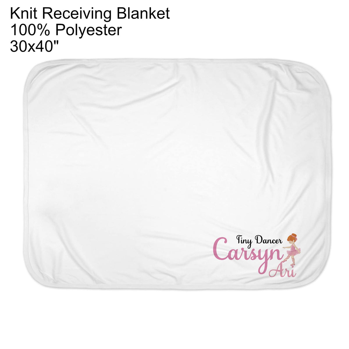 New Baby Girls Printed Ballerina Tiny Dancer Personalized Infant Receiving Swaddle Blanket