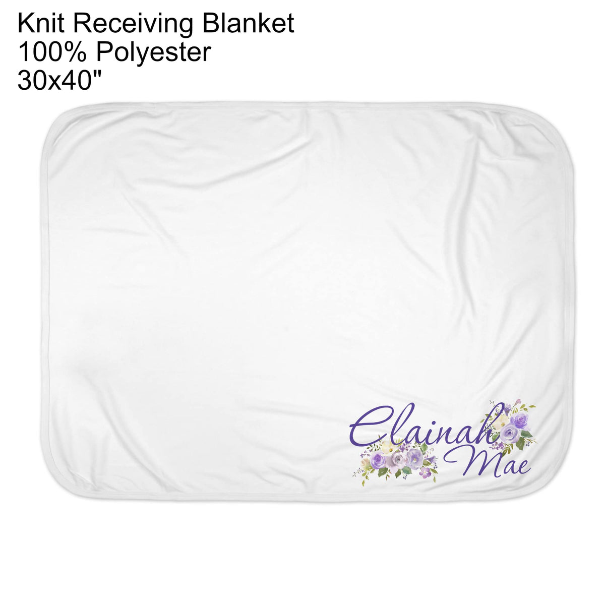 New Baby Girls Printed Purple Floral Flower Personalized Infant Receiving Swaddle Blanket