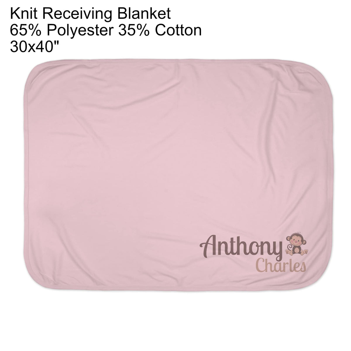New Baby Boy's Printed Jungle Monkey Personalized Infant Receiving Swaddle Blanket