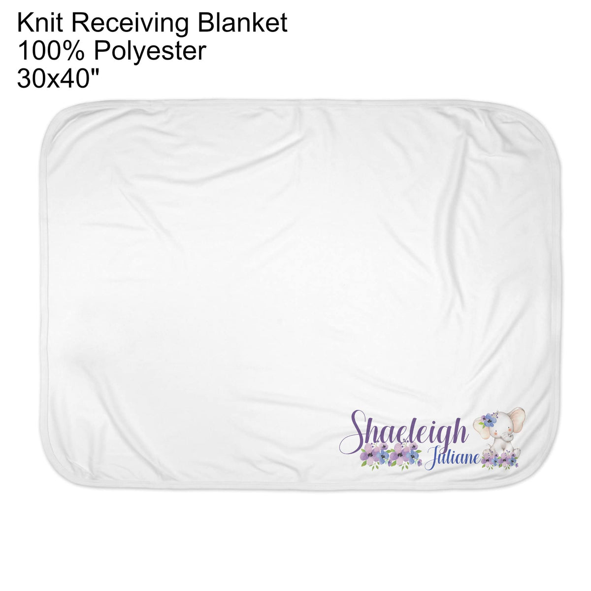 New Baby Girls Printed Purple Floral Flower Elephant Personalized Infant Receiving Swaddle Blanket