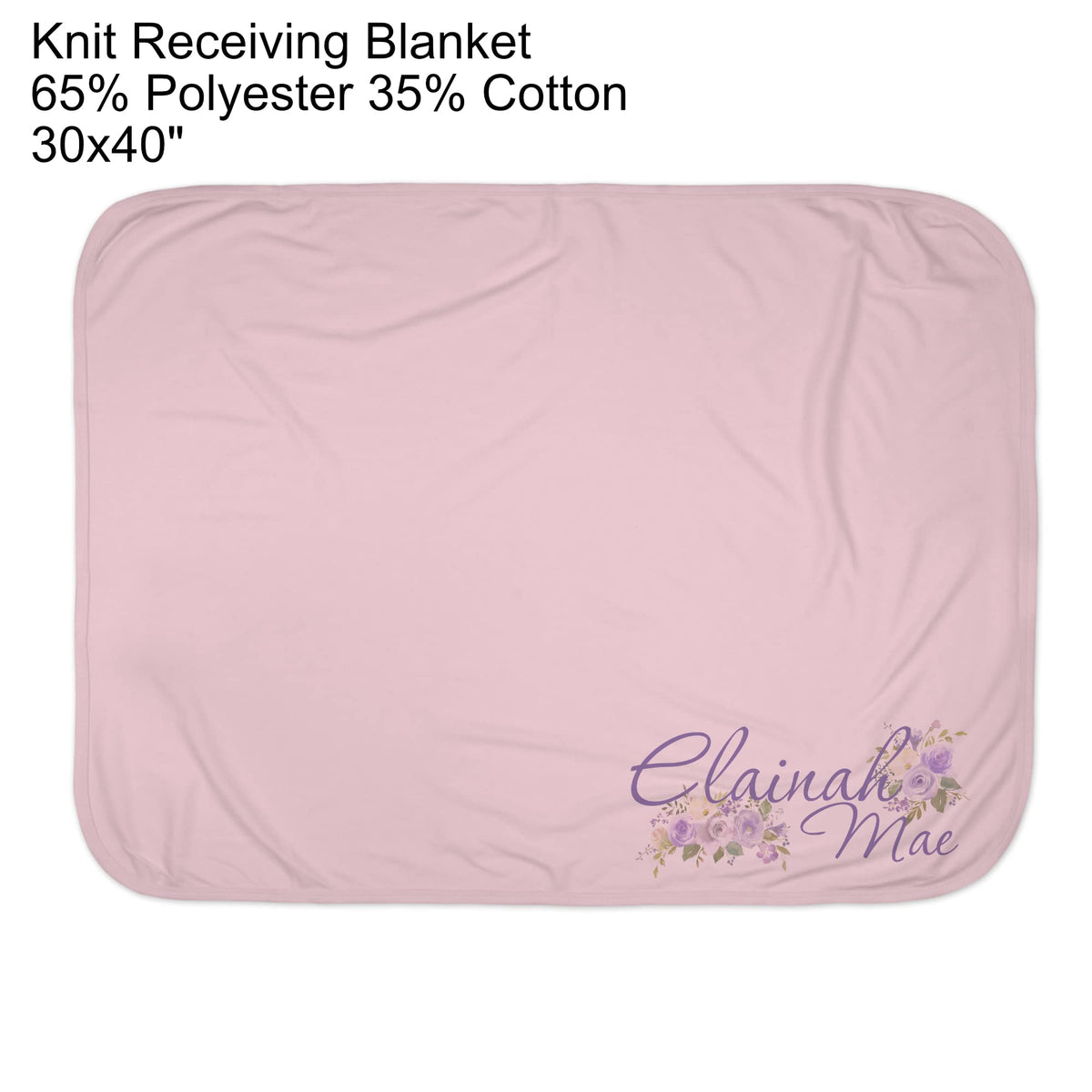 New Baby Girls Printed Purple Floral Flower Personalized Infant Receiving Swaddle Blanket